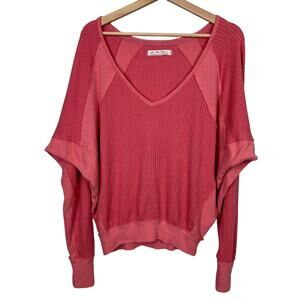 Free People We The Free XS Santa Clara Thermal Top Prairie Rose Pink Long Sleeve